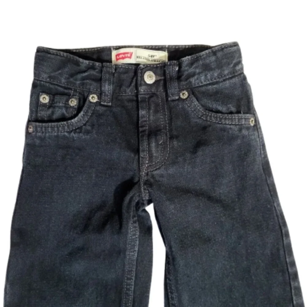 LEVIS 549 Adjustable Waist Relaxed Straight Black Denim Jeans - Boys 4 Slim